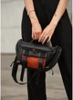 Велика жіноча поясна сумка бананка з екошкіри SAMBAG Чорна з помаранчевим (865038721) - зображення 3