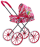 Wózek dla lalek LEAN Toys duże koła składany wzory różowe 17742 (5905991005926) - obraz 1