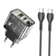 Сітковий зарядний пристрій Hoco N34 Dazzling PD20W+QC3.0 Type-C to Type-C Колір Прозорий чорний - зображення 1