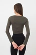 Топ вкорочений з довгим рукавом Giulia CROP TOP S/M Khaki-khaki - зображення 3