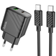 Сетевое зарядное устройство HOCO CS23A Sunlight dual-port PD30W+QC3.0+cable (Type-C to Type-C) black - изображение 1