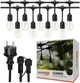 Садовая гирлянда 10м с 10 LED-лампами E27 – наружное декоративное освещение с возможностью соединения - изображение 1
