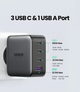 Мережевий зарядний пристрій UGREEN CD226 GaN 3xUSB-C+1xUSB 100W EU + cable 1.5m black(90575) - зображення 2