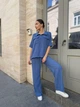 Костюм женский кофта и брюки лен жатка K&ML 576 XS - S ( 42 - 44 ) Синий ( 576 - 02 ) - изображение 8