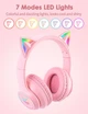 Игровые Bluetooth наушники Onikuma с кошачьими ушками, RGB подсветкой и микрофоном Беспроводные геймерские наушники Розовый - изображение 2