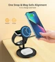 Бездротовий зарядний пристрій Choetech Magnetic 3 in 1 Magnetic Wireless Charging Stand Black (T585-F-BK) - зображення 4