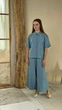Женская рубашка голубая из креш-льна с коротким рукавом Modna KAZKA MKTL5261/3 - 48 - изображение 3