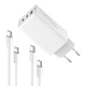 Мережевий зарядний пристрій ColorWay GaN Mini 65W PD Port PPS USB (USB-2C1A) White (CW-CHS058PDCL-WT) + кабель Type-C&Lightning - зображення 6