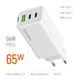 Мережевий зарядний пристрій ColorWay GaN Mini 65W PD Port PPS USB (USB-2C1A) White (CW-CHS058PD-WT) - зображення 7