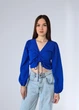 Топ женский с длинными рукавами стягивается спереди Only Синий 15700 XS (40-42) - изображение 3