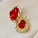 Женские сережки Большие барочные бусины Красные - изображение 2