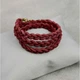 Женский кожаный браслет тонкая косичка бордовый (A-026295) - изображение 2