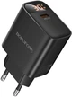 Сетевое зарядное устройство Borofone BA97A Ilustre single-port PD30W charger with digital display EU Black (6941991120480) - изображение 1