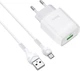 Мережевий зарядний пристрій Hoco C72Q Glorious single port QC3.0 charger set Micro 18W White (6931474732538) - зображення 2
