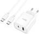 Сетевое зарядное устройство Hoco C80A Plus Rapido PD20W+QC3.0 charger set Type-C to Type-C White (6931474779908) - изображение 1