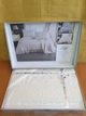 Изысканное турецкое жаккардовое покрывало с кружевом и наволочками Moda Box AZEZ 240x260 Krem - изображение 2