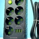 Подовжувач мережевий переноска 4 метри на 6 розеток + 3USB UA Power F17U Чорний - зображення 3