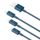 Кабель Baseus 3в1 Fast Charging MicroUSB+TypeC+Lightning 3.5A CAMLTYS-03 (Блакитний, 1.5м) - изображение 1