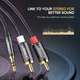 Аудіо кабель 2 RCA Jack 3.5 AUX Hi-Fi Ugreen AV116 (Чорний з сріблястим, 1м) - зображення 3