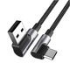 Кутовий кабель Ugreen Angled USB 2.0 A to Type-C US176 70875 (Чорний, 3м) - изображение 1