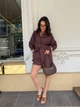 Жіночий літній костюм трійка (топ+кофта+шорти) Uaclothes 42-44 Коричневий (like33427-136391349) - изображение 3