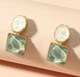 Серьги женские бижутерия jeweston Зеленые молочные - изображение 1