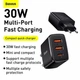 Мережевий зарядний пристрій 30W Baseus 3A три порти 2USB+Type-C Швидка зарядка QC3.0+PD3.0 Black - зображення 5