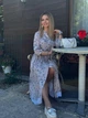 Стильное платье рубашка на пуговицах миди длина цветочный принт 42-46 бежевое KM 50181 - изображение 7