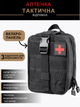 Тактическая аптечка 20×15×10 см черная с MOLLE креплением съёмной платформой и отделениями для медикаментов - изображение 1