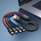 Кабель Hoco X76 USB to iP + Type-C + Type-C + Micro 2A, nylon, aluminum connectors 1 м Black-Red-Blue (6931474768650) - изображение 3