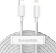 Kabel Baseus Simple Wisdom Data Cable Kit USB to iP PD 20W 2PCS/Set 1.5 m White (TZCATLZJ-02) - obraz 1