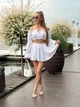 Костюм женский из креп жатки топ с длинными рукавами и юбка-шорты Белый Maybel L 414 (3891_3) - изображение 2