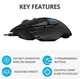 Миша ігрова Logitech G502 HERO High Performance USB дротова з RGB-підсвічуванням Black - изображение 4