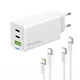 Мережевий зарядний пристрій ColorWay GaN Mini 65 W PD Port PPS USB (USB-2C1A) White (CW-CHS058PDCL-WT) + кабель Store - зображення 5