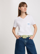 T-shirt damski bawełniany w serek Cross Jeans 56166-008 XS Biały (8697319731903) - obraz 1