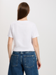 T-shirt damski bawełniany w serek Cross Jeans 56166-008 XS Biały (8697319731903) - obraz 2