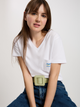 T-shirt damski bawełniany w serek Cross Jeans 56166-008 XL Biały (8697319731941) - obraz 5