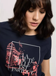 T-shirt damski bawełniany z nadrukiem Cross Jeans 56170-001 M Granatowy (8697319732078) - obraz 5