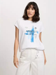 Футболка бавовняна жіноча Cross Jeans 56185-008 S Біла (8697319732566) - зображення 1