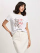 T-shirt damski bawełniany z nadrukiem Cross Jeans 56186-008 XL Biały (8697319732641) - obraz 1
