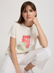 T-shirt damski bawełniany z nadrukiem Cross Jeans 56188-028 L Ecru (8697319732733) - obraz 5