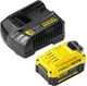 Зарядний пристрій та 1 акумулятор Stanley FATMAX V20, 18В, 4Ач, час зарядки 120 хв SFMCB14M1 - зображення 1