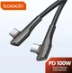 Кабель Type-c - Type-c 100W Toocki PD QC4.0 FCP AFC - 2m КУТОВИЙ - зображення 2