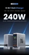 Цифровий зарядний пристрій 6-in-1 Asometech HW186 GaN 240W USB Type-C 6 портів настільна станція швидкого заряджання для iPhone Samsung Xiaomi MacBook ноутбуків PD3.1 140Вт Grey - зображення 11