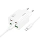 СЗУ Hoco N55 Fundador PD20W+QC3.0 (2USB-A/2C) + кабель Type-C to Lightning White - изображение 2