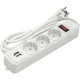 Мережевий фільтр PowerPlant 1.8 м, 3x1.5мм2, 10А, 3 розетки, 2xUSB 2.1A, євростандарт (JY-1054U/1.8) (PPSA10M18S3U) - зображення 1
