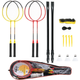 Zestaw do badmintona Nils 4 rakiety + 3 lotki + siatka + pokrowiec aluminium (5907695594171) - obraz 1