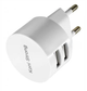 Мережевий адаптер KONI KS73TT, 2 х USB-порти, 2.4А, пластик, Білий - зображення 1