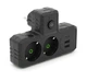 Розетка двойник с заземлением Voltronic F-303 Black, 2 розетки+3USB(1А)+Type-C, 2500W, 10A, 220V - изображение 1