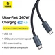 Кабель USB 4.0 Type-C - Type-C високошвидкісний Baseus Flash Series 2 Full Featured (240W, 8K 60HZ, 1m) Black - зображення 8